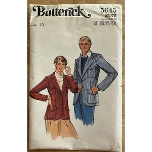 VTG Butterick Pattern‎ 5645 Misses' Fitted Lined Jacket Size 10 Uncut